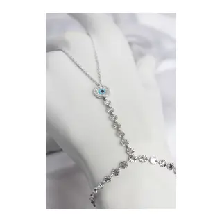 Gümüş Renk Pirinç Zirkon Taşlı Nazar Model Şahmeran