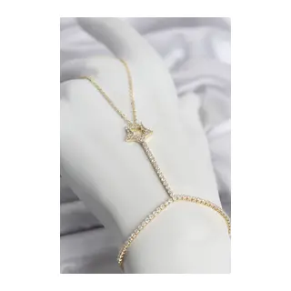 Gold Renk Pirinç Zirkon Taşlı Yıldız Model Şahmeran
