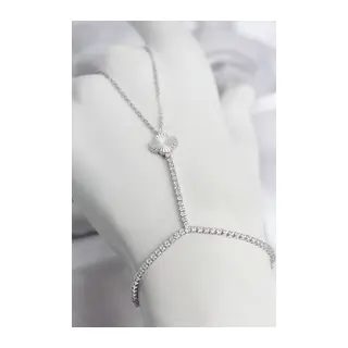 Gümüş Renk Pirinç Lazerli Yonca Model Zirkon Taşlı Şahmeran