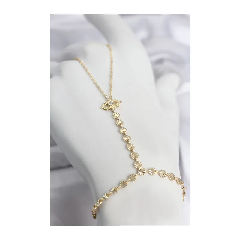 Gold Renk Pirinç Zirkon Taşlı Göz Model Şahmeran