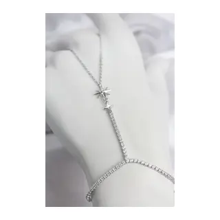 Gümüş Renk Pirinç Zirkon Taşlı Kutup Yıldızı Model Şahmeran