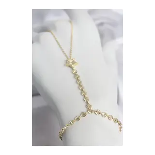 Gold Renk Pirinç Lazerli Yıldız Model Zirkon Taşlı Şahmeran