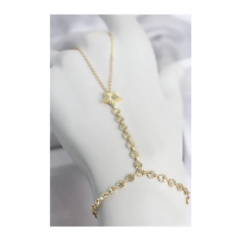 Gold Renk Pirinç Lazerli Yıldız Model Zirkon Taşlı Şahmeran
