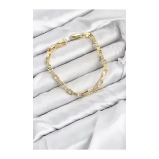 CM Kare Halka Model Gold Renk Pirinç Kadın Bileklik
