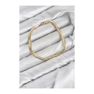 CM Yassı Yılan Zincir Model Gold Renk Pirinç Kadın Bileklik