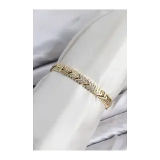 CM Çavuş Model Zirkon Taşlı VIP Seri Gold Renk Pirinç Kadın Bileklik