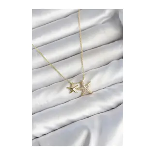 Pirinç Gold Renk Minimal Yıldız Model Kadın Kolye