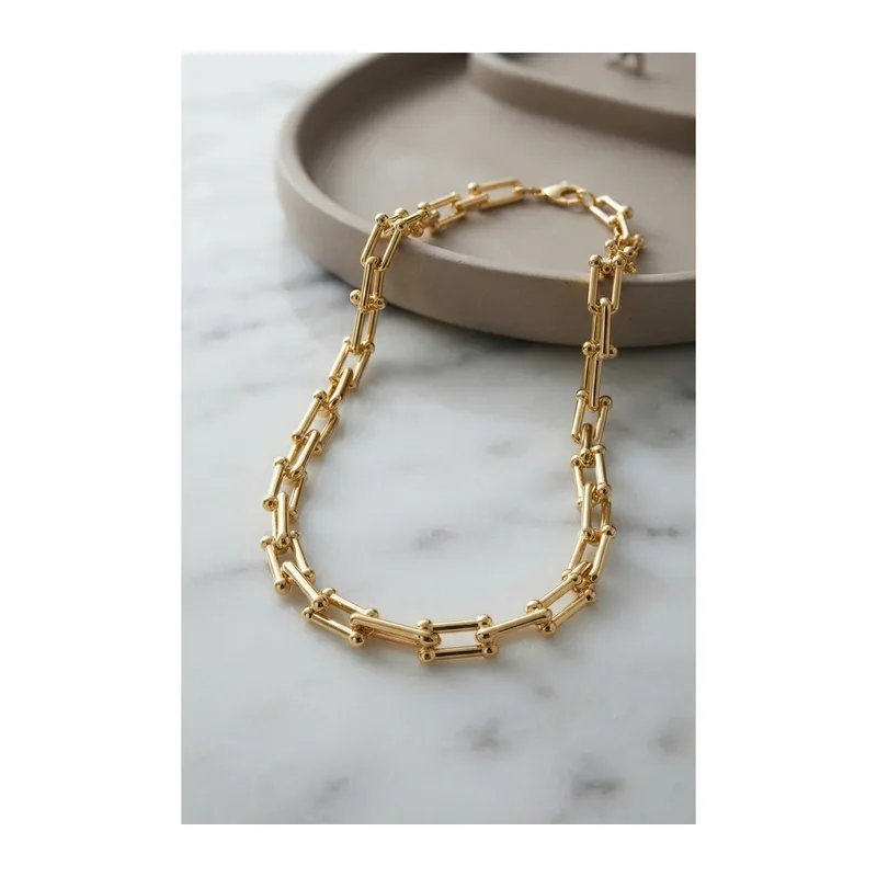 Gold Renk Pirinç Tifani Model Kadın Kolye
