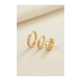 3 lü Set Gold Renk Halka Model Küpe
