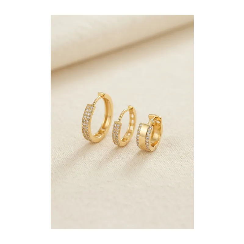 3 lü Set Gold Renk Halka Model Küpe