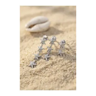 3 lü Set Gümüş Renk Deniz Yıldızı Model Küpe