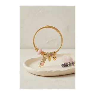 Pembe Kedi Model Gold Renk Charmlı Bileklik