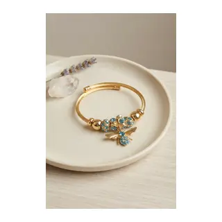 Mavi Arı Model Gold Renk Charm Bileklik