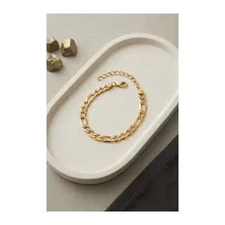 316L Çelik Gold Renk Figaro Zincir Model Erkek Bileklik