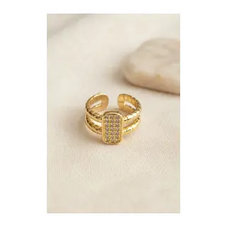 Clariss Parallel Luxury Zirkon Taşlı Gold Renk Yüzük