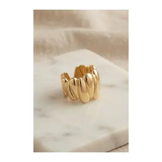 Damla Dilimli Gövde Gold Renk Bohem Yüzük