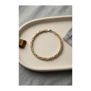 316L Çelik Gold ve Gümüş Kral Zincir Model Erkek Bileklik