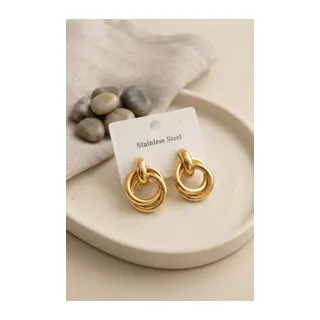 316L Çelik Gold Renk Halka Model Küpe