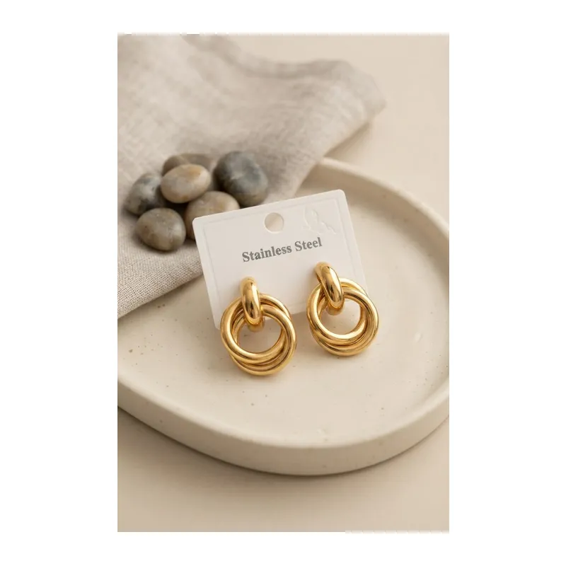 316L Çelik Gold Renk Halka Model Küpe