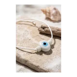 Handmade Bohem Beyaz Nazar Kolye