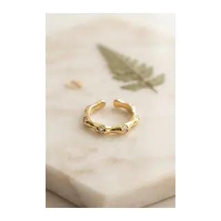Gold Renk Kemik Model Zirkon Taşlı Kadın Yüzük