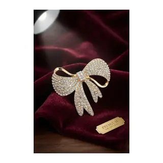 Gold Renk Zirkon Taşlı Fiyonk Model Broş