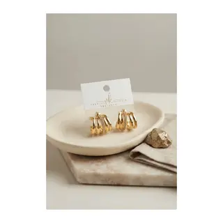 Gold Renk Pirinç Kafes Model Halka Küpe
