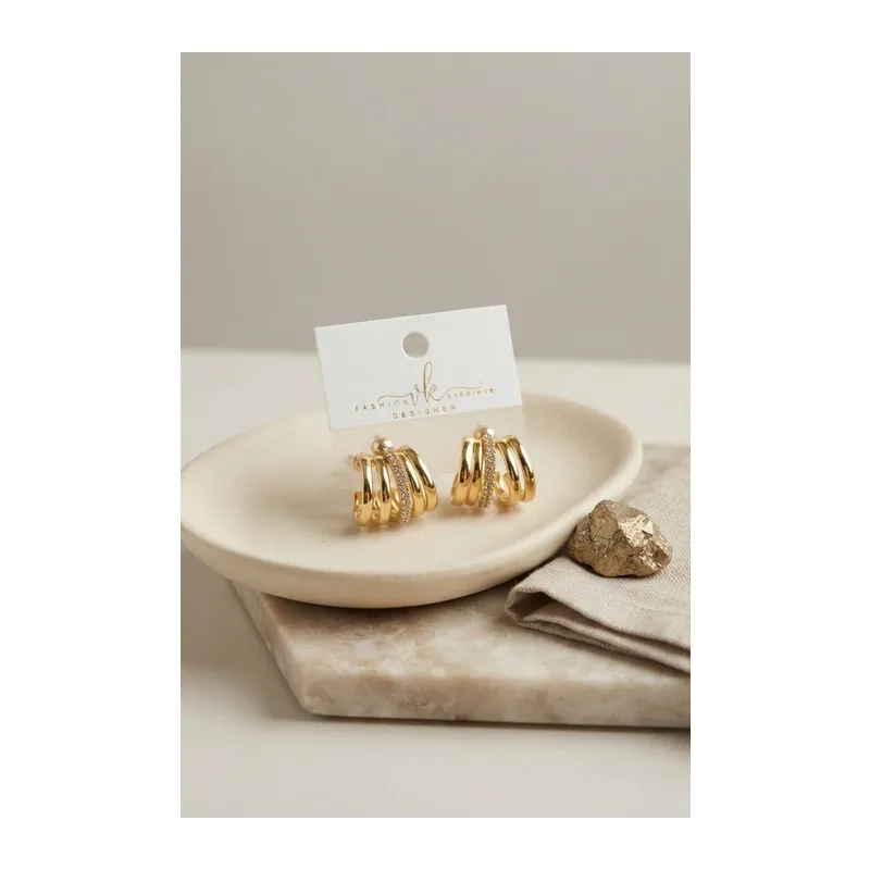 Gold Renk Pirinç Kafes Model Halka Küpe