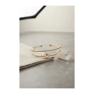 Kare Zirkon Taşlı Gold Renk Kadın Bileklik