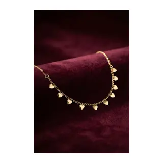 Gold Pirinç Kalp Model Kadın Kolye
