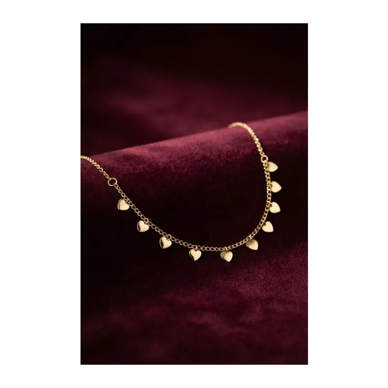 Gold Pirinç Kalp Model Kadın Kolye