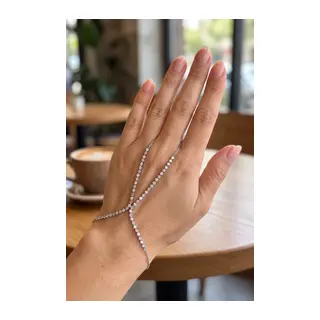 Gümüş Renk Pembe ve Beyaz Zirkon Taşlı Model Şahmeran