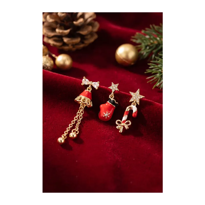 Christmas Koleksiyonu Zirkon Taşlı Yılbaşı Küpe