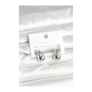 Gümüş Renk Damla Küpe 17 mm