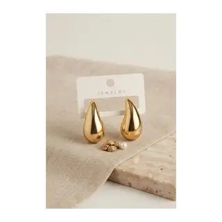 Gold Renk Damla Küpe 30 mm