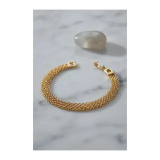 Hasır Zincir Model Pirinç Gold Renk Kadın Bileklik
