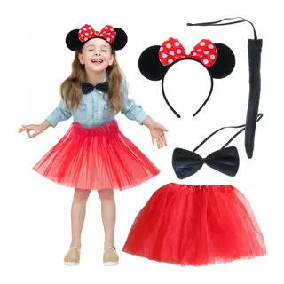 Minnie Mouse Kostüm Seti Etek Taç Kuyruk Papyon Gösteri Seti