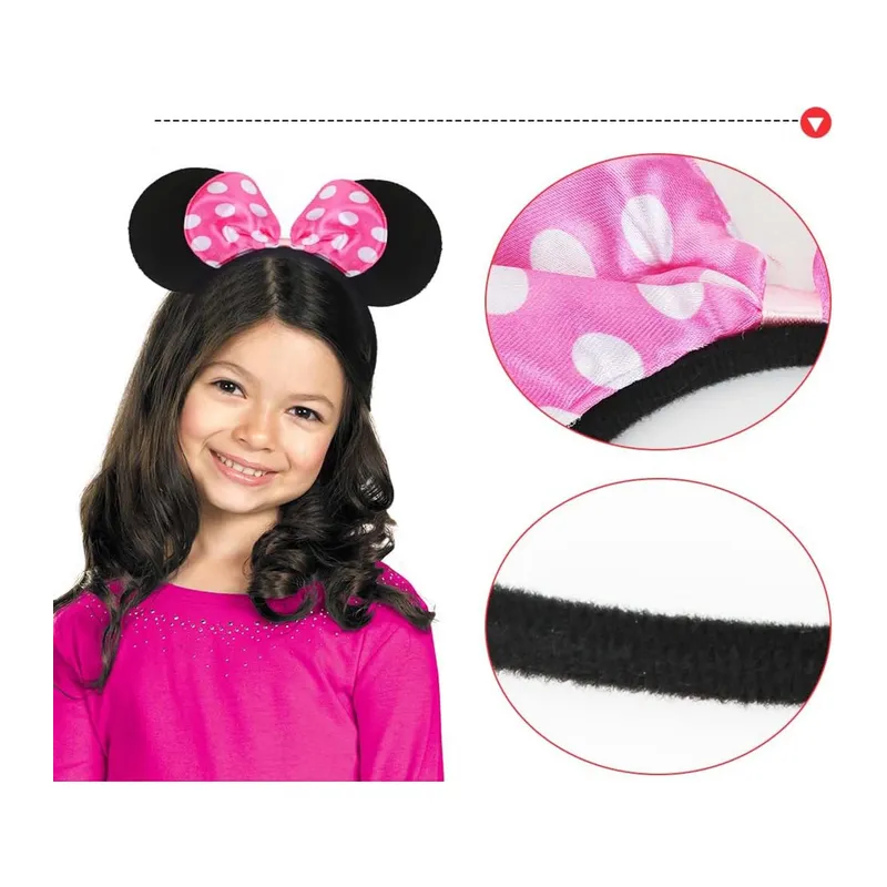Pembe Fiyonklu Minnie Mouse Tacı Mini Kulak