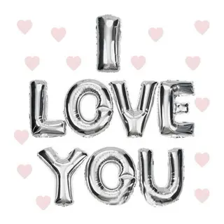 I Love You Folyo Balon Gümüş Renk 35 CM