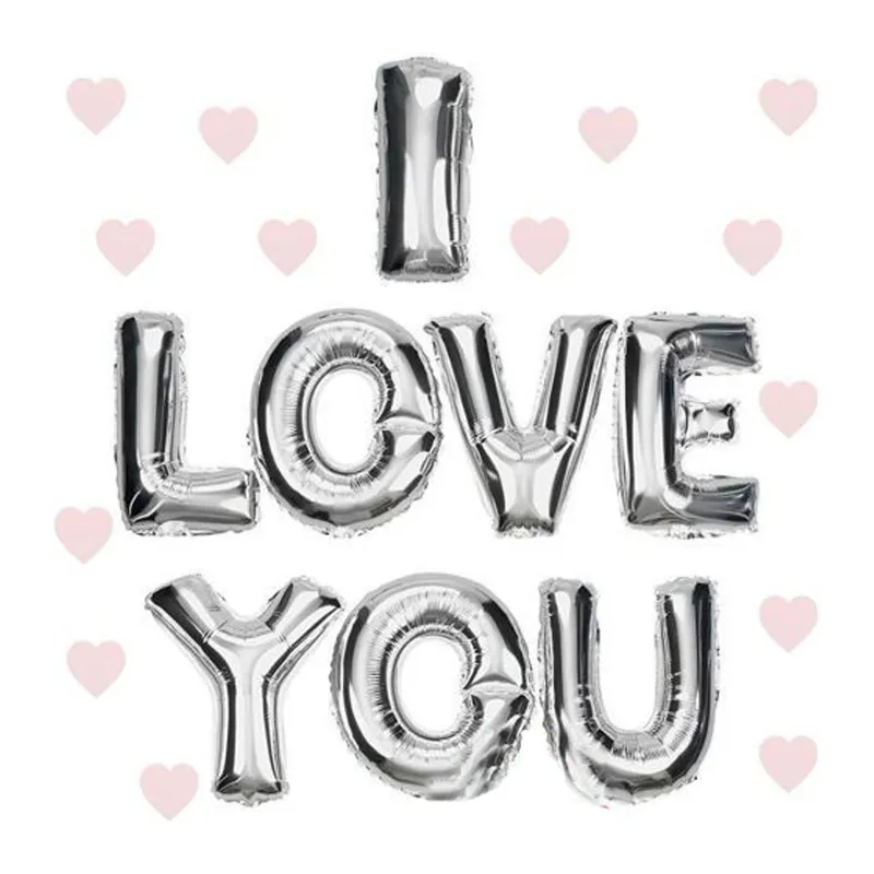 I Love You Folyo Balon Gümüş Renk 35 CM
