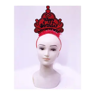 Happy Birthday Neon Kırmızı Renk Doğum Günü Tacı 24x15 cm
