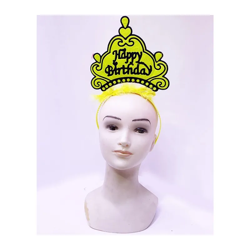 Happy Birthday Neon Sarı Renk Doğum Günü Tacı 24x15 cm