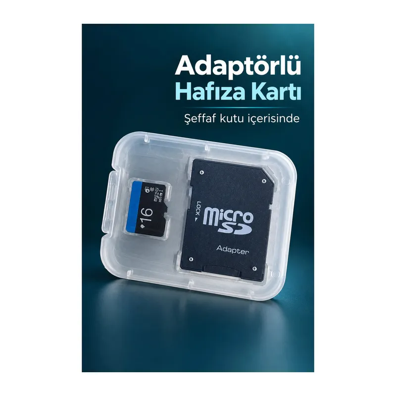 Adaptörlü 16 GB Hafıza Kartı Şeffaf Kutu İçinde