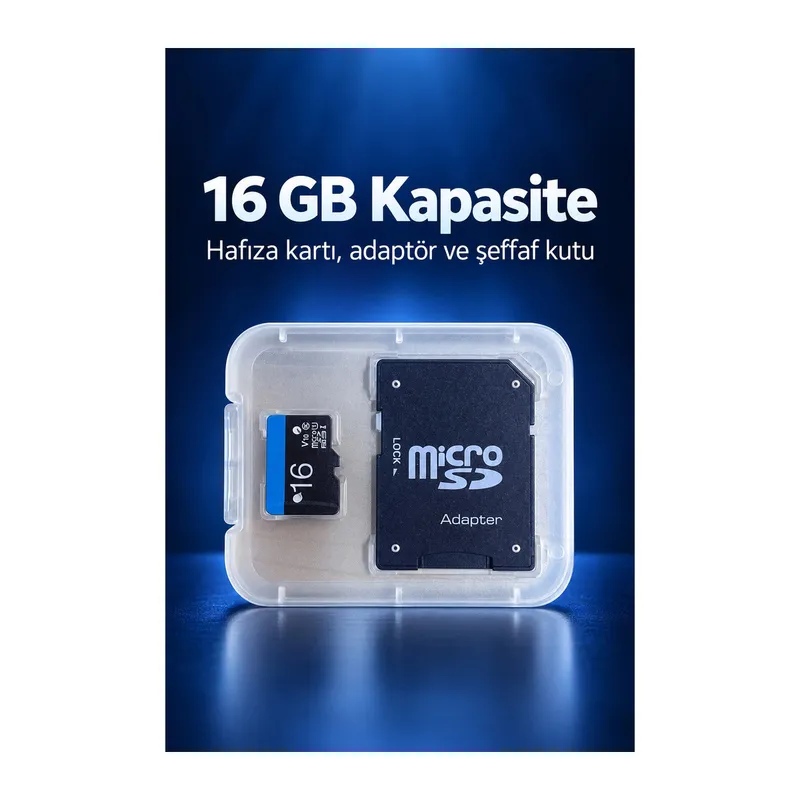 16 GB MicroSD Hafıza Kartı Adaptör ve Şeffaf Kutulu