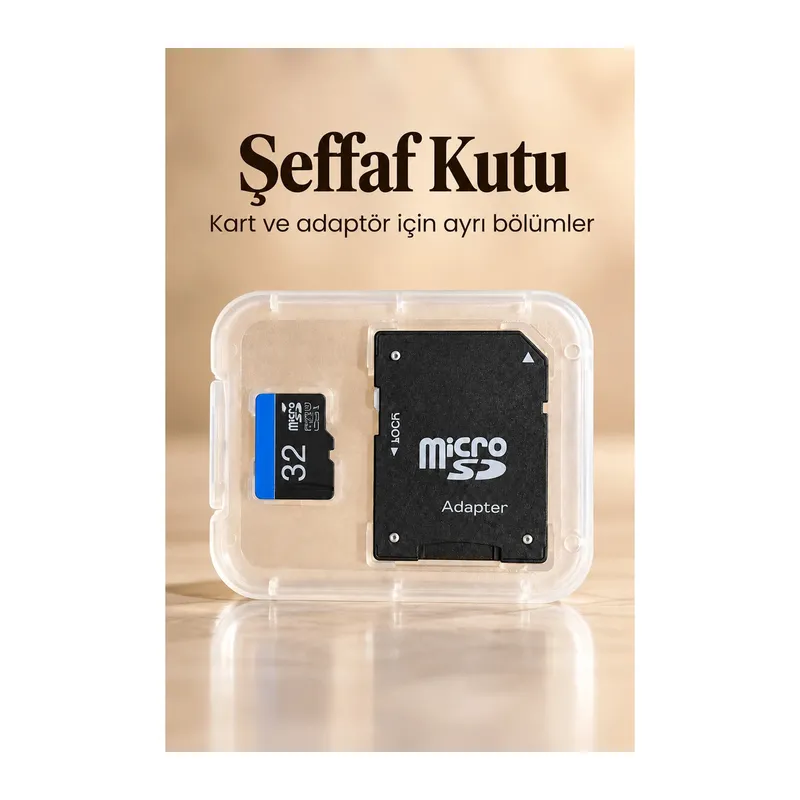 MicroSD Hafıza Kartı 32 GB SD Adaptör ve Şeffaf Kutulu