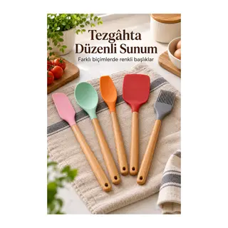 Mutfak Spatula Seti Farklı Biçimlerde Renkli Başlıklar