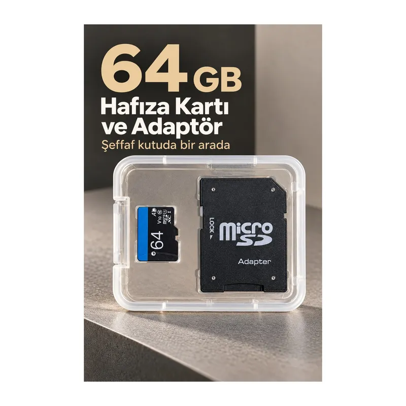 64 GB Micro SD Hafıza Kartı ve Adaptör