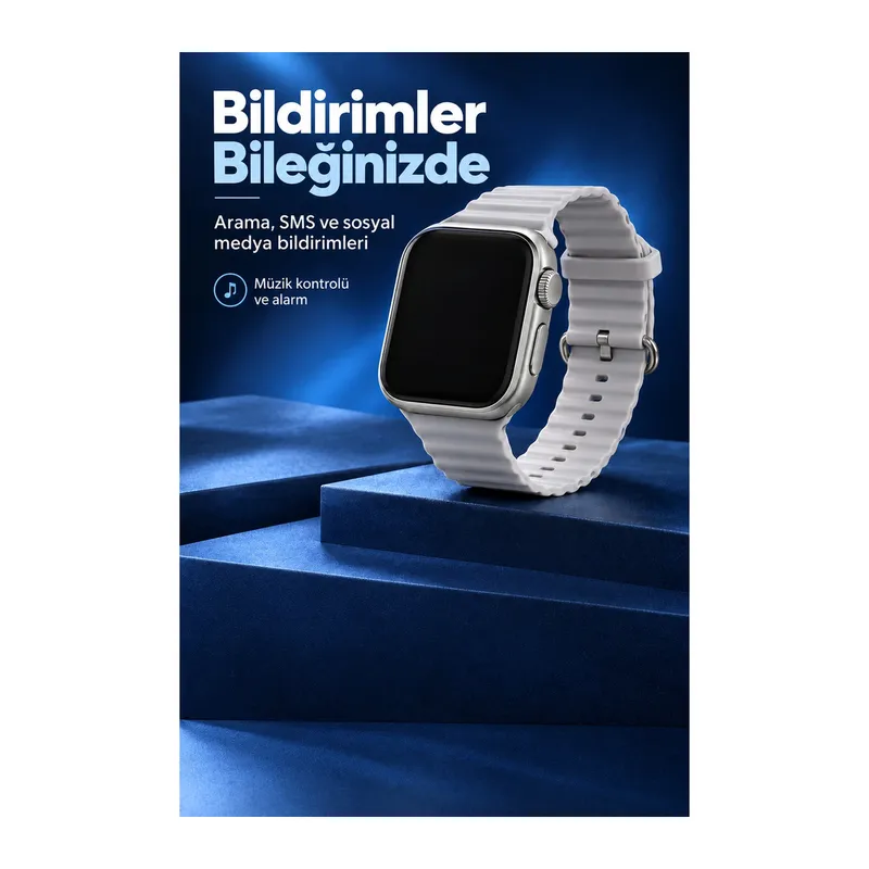 Akıllı Saat Kulaklık ve Şeffaf Kılıflı Set