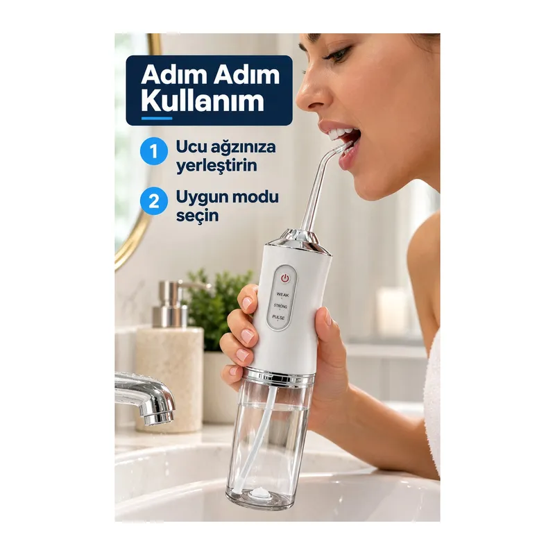 Ağız Duşu Zayıf Güçlü ve Darbeli Mod Seçenekli