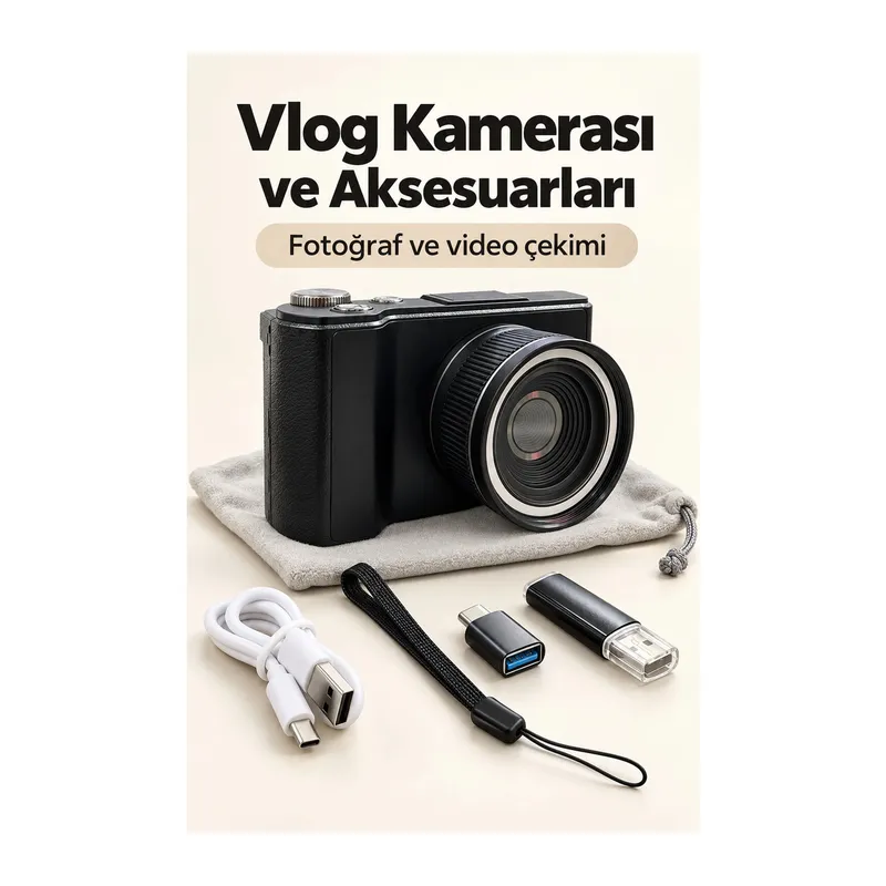 Otomatik Odaklamalı Dijital Fotoğraf Makinesi 4K Video ve Fotoğraf Çekimi